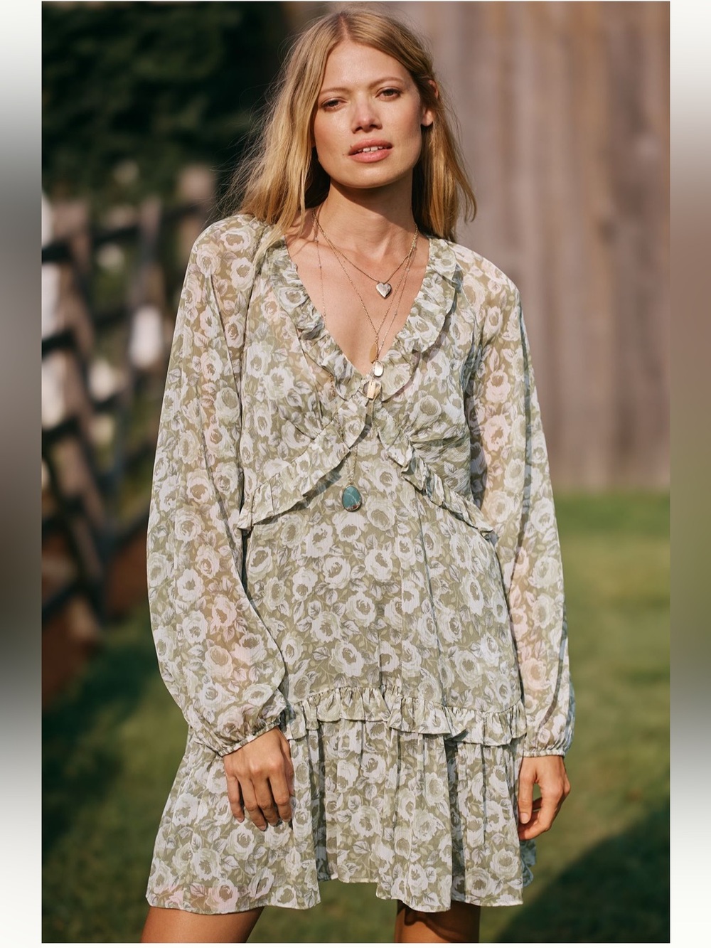 NWT @loverlygrey x Anthropologie Puff-Sleeve Ruffle Mini Dress